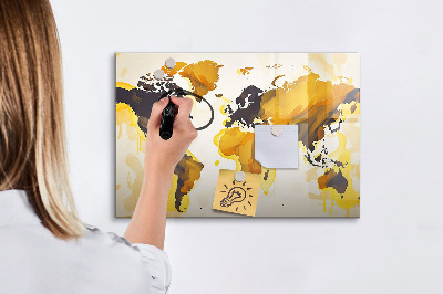 Lavagna magnetica con pennarelli Mappa del mondo con indicazione delle posizioni delle foto
