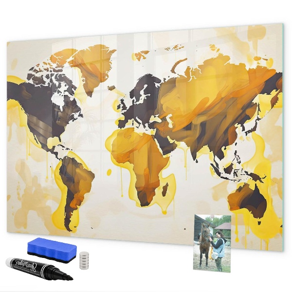 Lavagna magnetica con pennarelli Mappa del mondo con indicazione delle posizioni delle foto