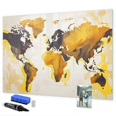 Lavagna magnetica con pennarelli Mappa del mondo con indicazione delle posizioni delle foto