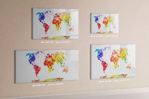 Lavagna magnetica scrivibile Mappa del mondo a colori con foto