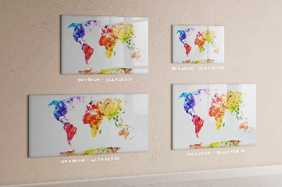 Lavagna magnetica scrivibile Mappa del mondo a colori con foto