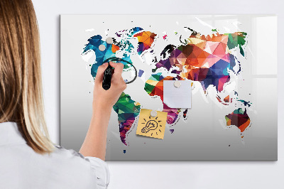 Lavagna magnetica con pennarelli Mappa del mondo a colori con foto