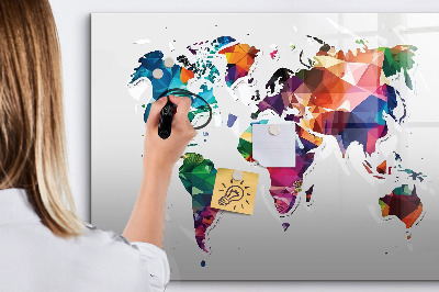Lavagna magnetica con pennarelli Mappa del mondo a colori con foto