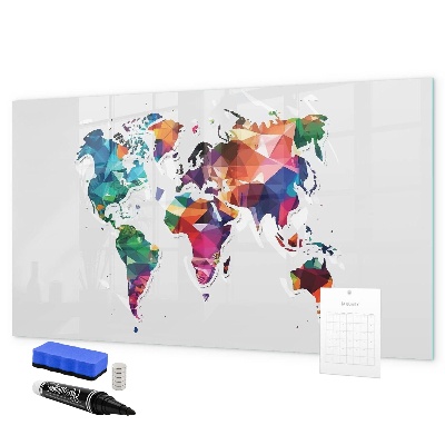 Lavagna magnetica con pennarelli Mappa del mondo a colori con foto