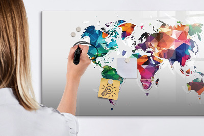 Lavagna magnetica con pennarelli Mappa del mondo a colori con foto