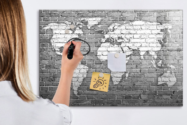Lavagna magnetica con pennarelli Mappa del mondo con indicazione delle posizioni delle foto