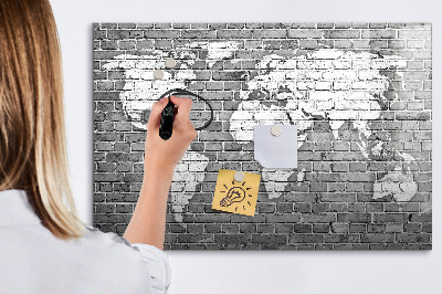 Lavagna magnetica con pennarelli Mappa del mondo con indicazione delle posizioni delle foto