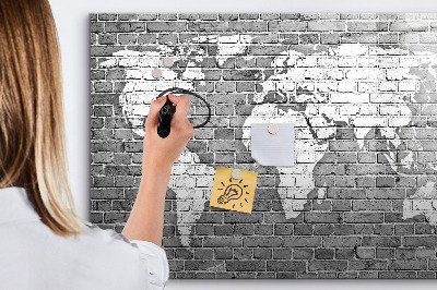 Lavagna magnetica con pennarelli Mappa del mondo con indicazione delle posizioni delle foto
