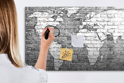 Lavagna magnetica con pennarelli Mappa del mondo con indicazione delle posizioni delle foto