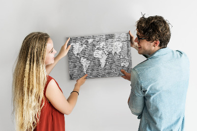 Lavagna magnetica con pennarelli Mappa del mondo con indicazione delle posizioni delle foto