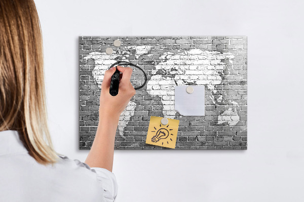 Lavagna magnetica con pennarelli Mappa del mondo con indicazione delle posizioni delle foto