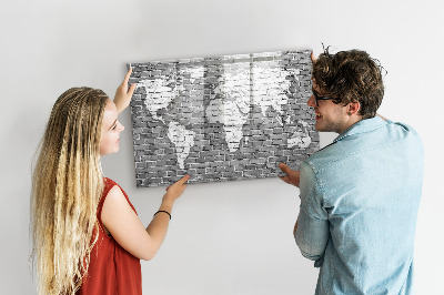 Lavagna magnetica con pennarelli Mappa del mondo con indicazione delle posizioni delle foto