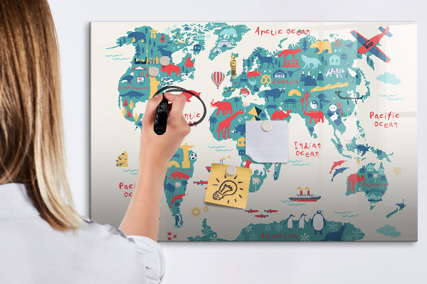 Lavagna magnetica scrivibile Mappa del mondo interattiva con magneti