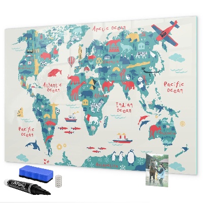 Lavagna magnetica scrivibile Mappa del mondo interattiva con magneti