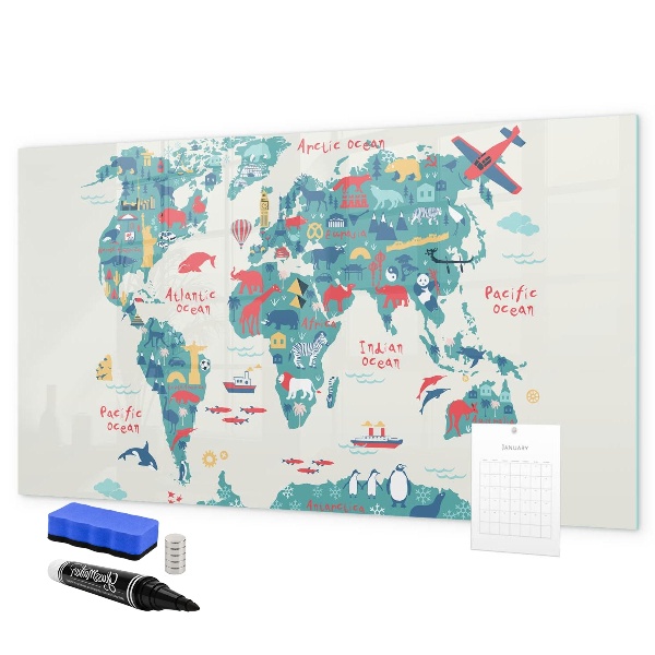 Lavagna magnetica scrivibile Mappa del mondo interattiva con magneti
