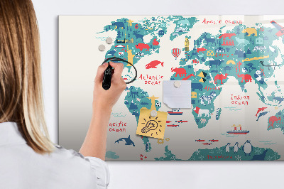 Lavagna magnetica scrivibile Mappa del mondo interattiva con magneti