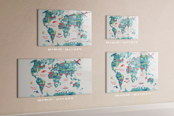 Lavagna magnetica scrivibile Mappa del mondo interattiva con magneti