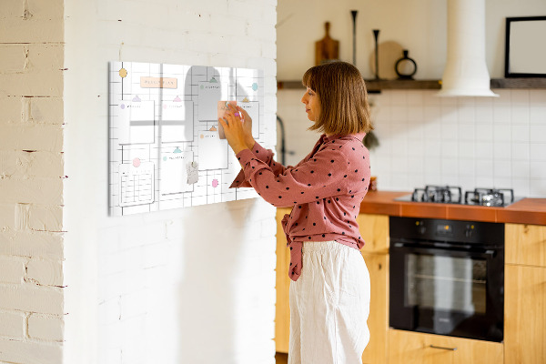 Lavagna magnetica con pennarelli Programma settimanale con spazio per le foto