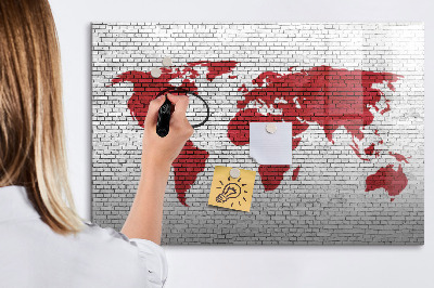 Lavagna magnetica scrivibile Mappa del mondo con indicazione delle posizioni delle foto