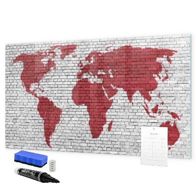 Lavagna magnetica scrivibile Mappa del mondo con indicazione delle posizioni delle foto