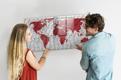 Lavagna magnetica scrivibile Mappa del mondo con indicazione delle posizioni delle foto