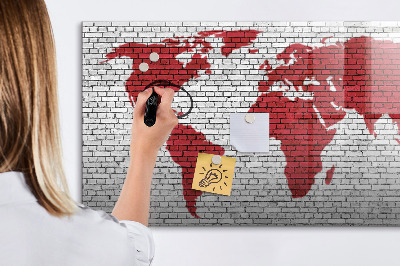 Lavagna magnetica scrivibile Mappa del mondo con indicazione delle posizioni delle foto