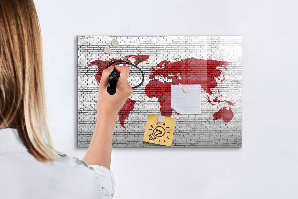 Lavagna magnetica scrivibile Mappa del mondo con indicazione delle posizioni delle foto