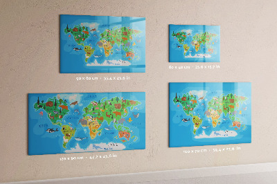 Lavagna magnetica con pennarelli Mappa del mondo colorata con magneti