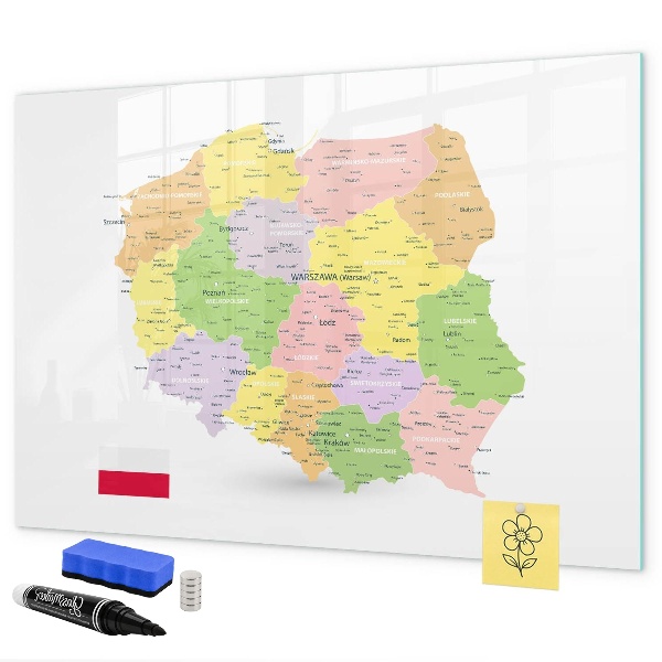 Lavagna magnetica con pennarelli Mappa interattiva della Polonia personalizzazione