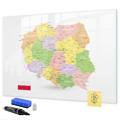 Lavagna magnetica con pennarelli Mappa interattiva della Polonia personalizzazione