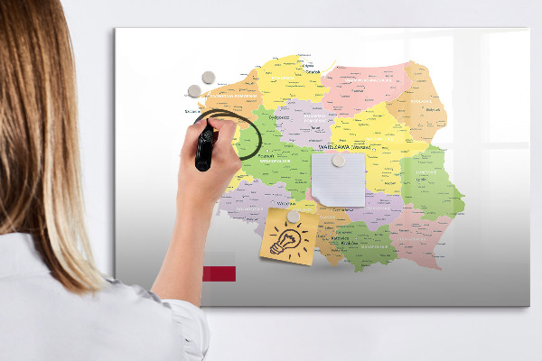 Lavagna magnetica con pennarelli Mappa interattiva della Polonia personalizzazione