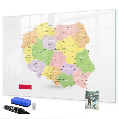 Lavagna magnetica con pennarelli Mappa interattiva della Polonia personalizzazione