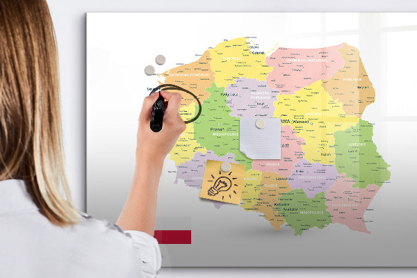 Lavagna magnetica con pennarelli Mappa interattiva della Polonia personalizzazione