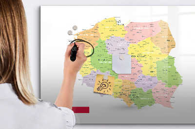 Lavagna magnetica con pennarelli Mappa interattiva della Polonia personalizzazione