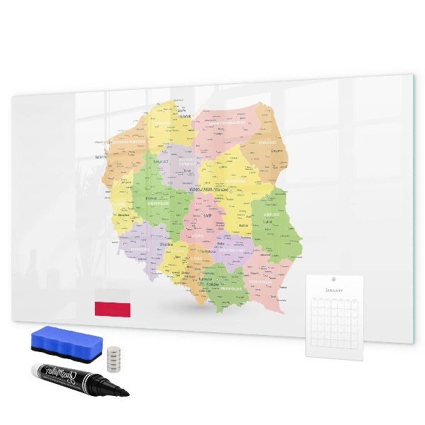 Lavagna magnetica con pennarelli Mappa interattiva della Polonia personalizzazione