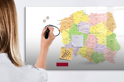 Lavagna magnetica con pennarelli Mappa interattiva della Polonia personalizzazione