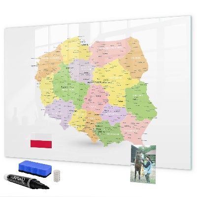 Lavagna magnetica con pennarelli Mappa interattiva della Polonia personalizzazione