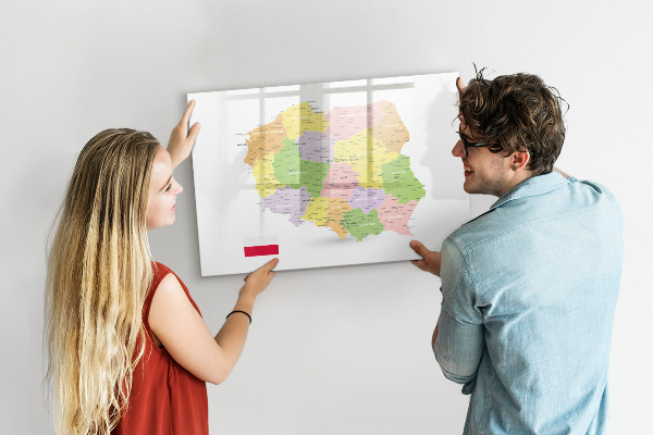 Lavagna magnetica con pennarelli Mappa interattiva della Polonia personalizzazione
