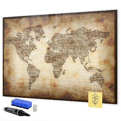 Lavagna magnetica scrivibile Mappa del mondo con indicazione delle posizioni delle foto