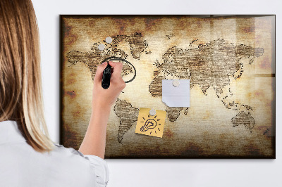 Lavagna magnetica scrivibile Mappa del mondo con indicazione delle posizioni delle foto