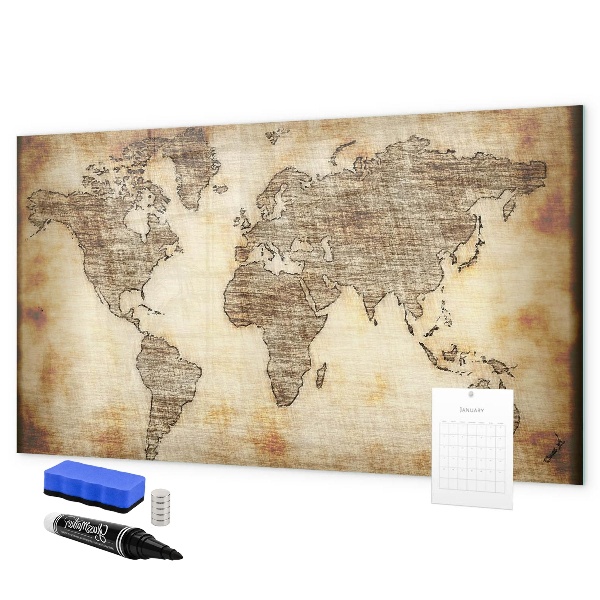Lavagna magnetica scrivibile Mappa del mondo con indicazione delle posizioni delle foto