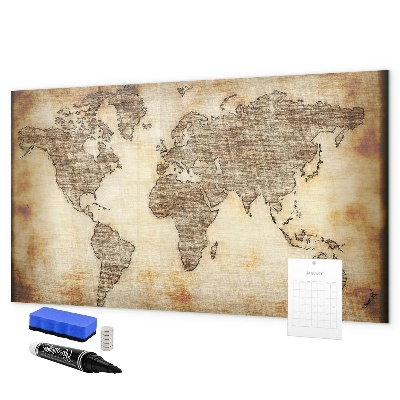 Lavagna magnetica scrivibile Mappa del mondo con indicazione delle posizioni delle foto