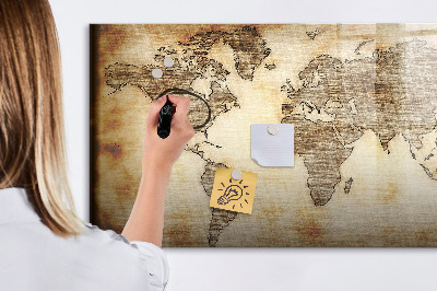 Lavagna magnetica scrivibile Mappa del mondo con indicazione delle posizioni delle foto