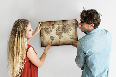 Lavagna magnetica scrivibile Mappa del mondo con indicazione delle posizioni delle foto