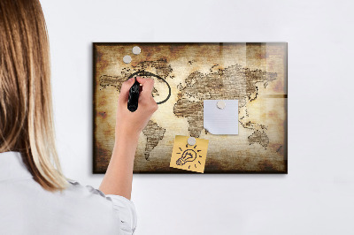 Lavagna magnetica scrivibile Mappa del mondo con indicazione delle posizioni delle foto