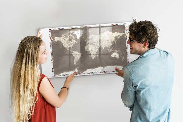 Lavagna magnetica con pennarelli Mappa interattiva per ricordi e appunti