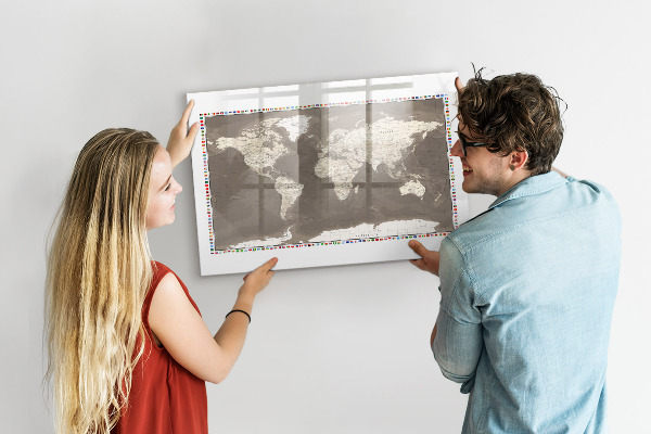 Lavagna magnetica con pennarelli Mappa interattiva per ricordi e appunti