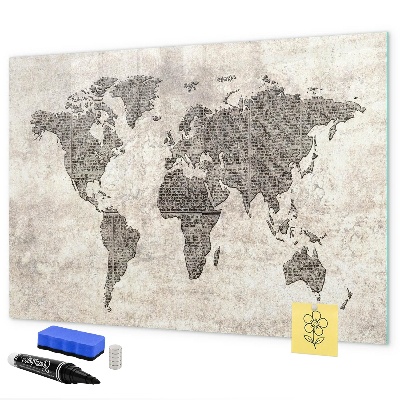 Lavagna magnetica scrivibile Mappa del mondo con indicazione delle posizioni delle foto