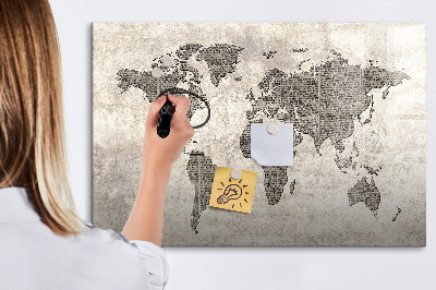 Lavagna magnetica scrivibile Mappa del mondo con indicazione delle posizioni delle foto