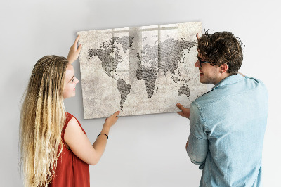 Lavagna magnetica scrivibile Mappa del mondo con indicazione delle posizioni delle foto